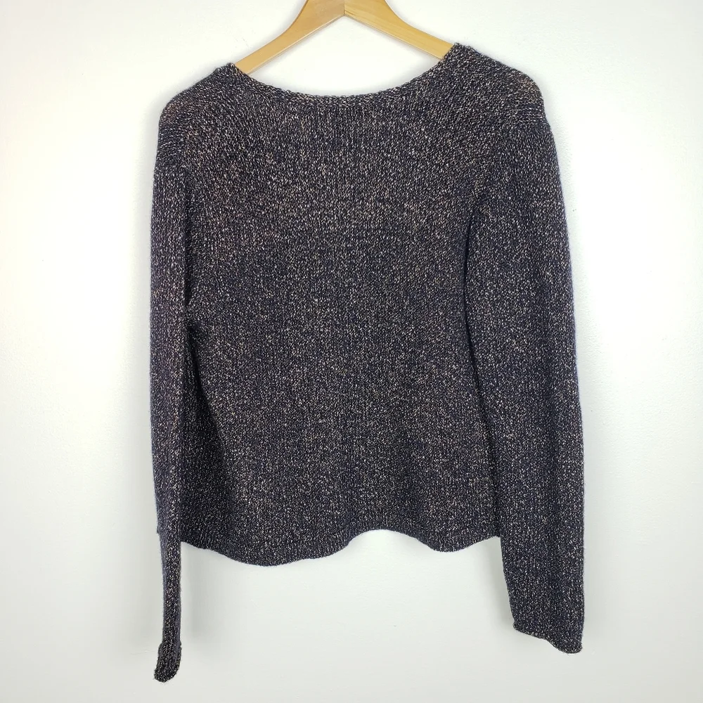Eileen Fisher Wool Blue Fringed Edge Cardigan